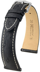 Kožený remienok Hirsch Massai Ostrich L 04362051-2, čierny, pštrosia koža, dĺžka L, Quick Release