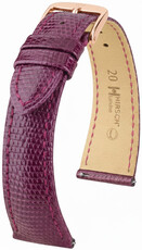 Kožený remienok Hirsch London L 04266087-7, fialový, jašteričia koža, dĺžka L, Quick Release
