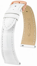 Kožený remienok Hirsch London L 04307000-7, biely, aligátorová koža, dĺžka L, Quick Release