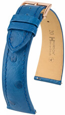 Kožený remienok Hirsch Massai Ostrich L 04262085-7, modrý, pštrosia koža, dĺžka L, Quick Release