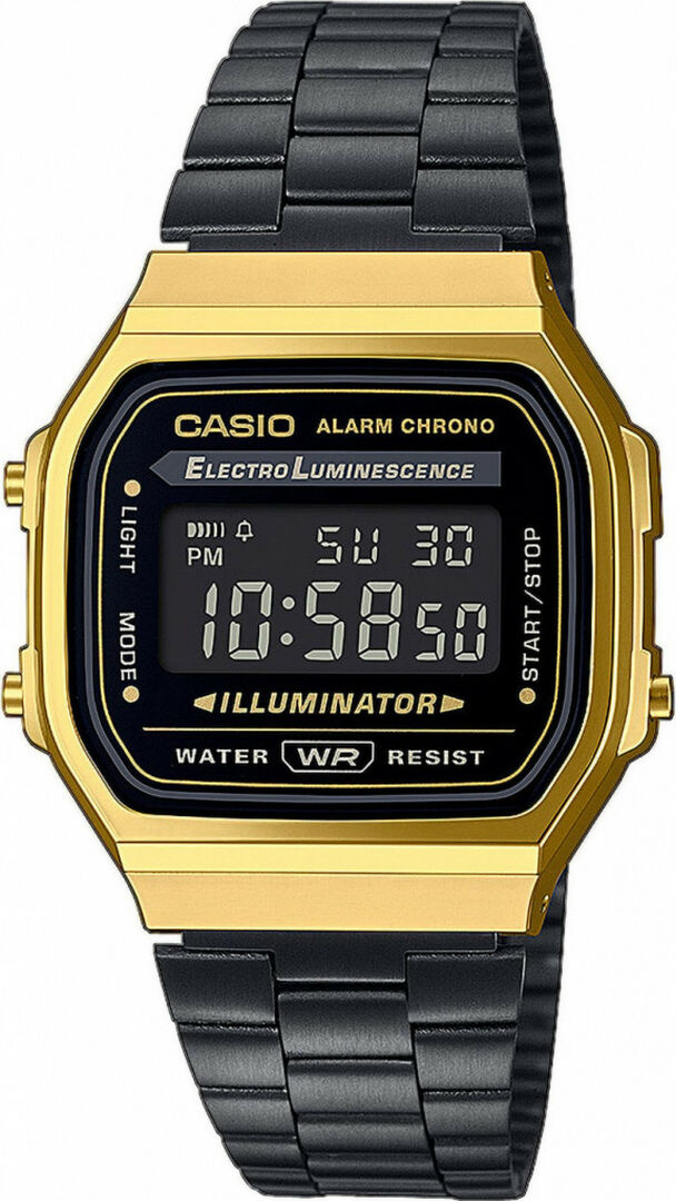 casio vintage retro a168 black gold