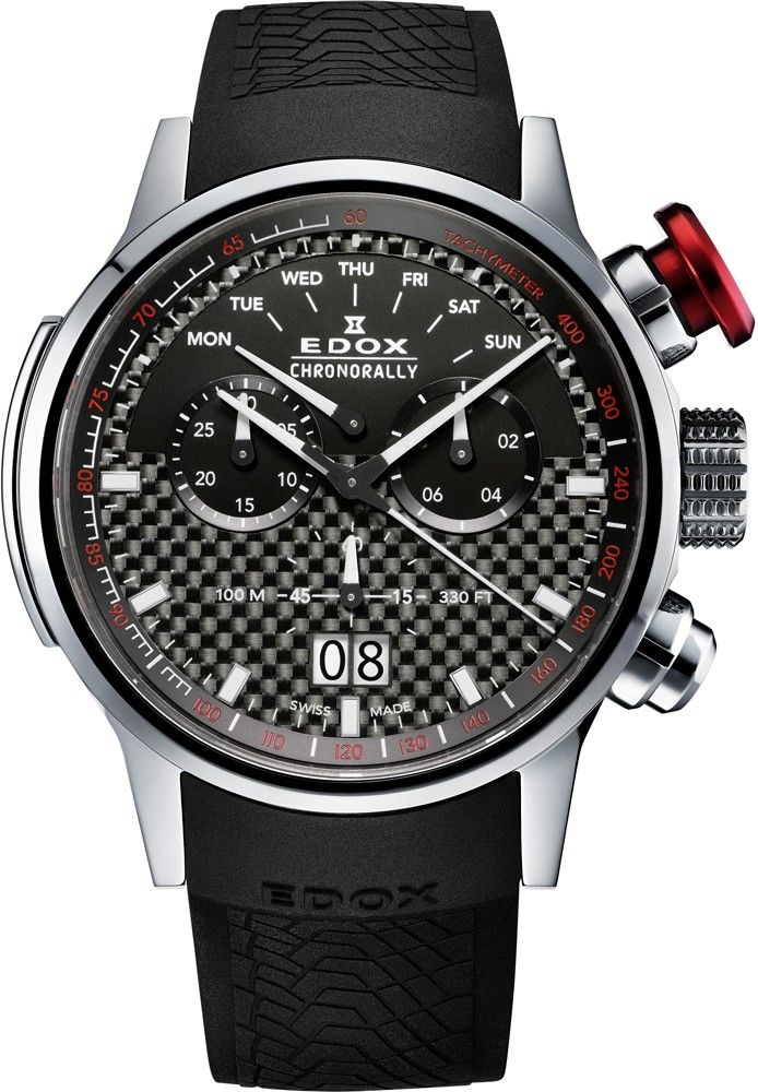 edox men's 38001 tin ain chronorally analog display swiss quartz black watch