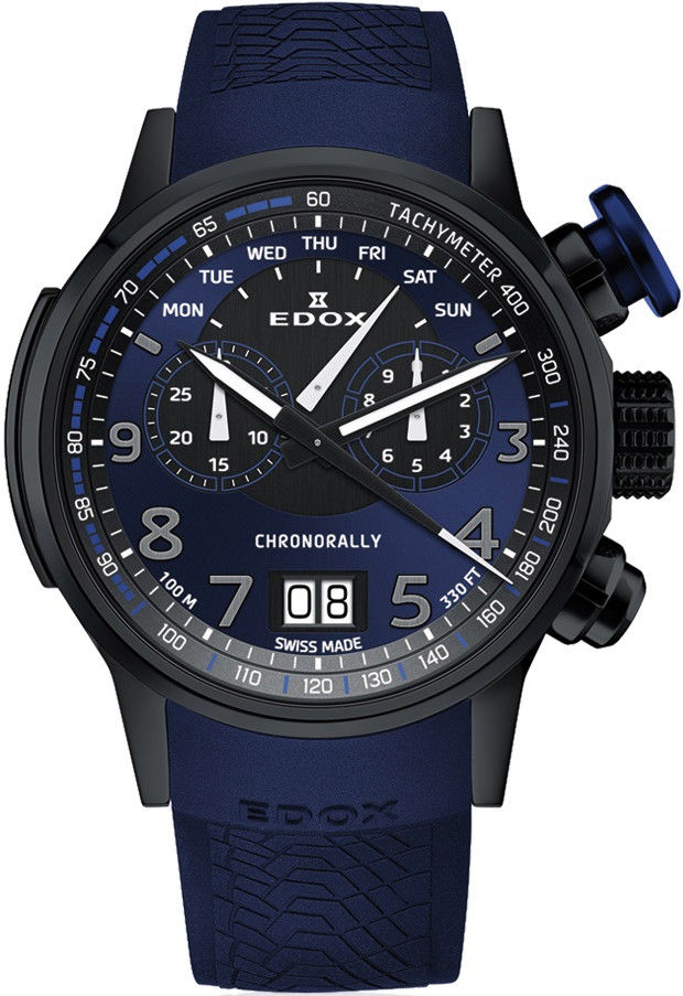 edox men's 38001 tin ain chronorally analog display swiss quartz black watch