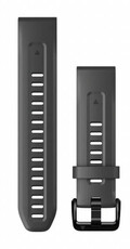 Remienok Garmin QuickFit 20mm, silikónový, grafitovo šedý, čierna pracka (Fenix 7S/6S/5S)