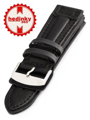 Unisex kožený čierny remienok k hodinkám W-55-A