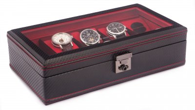 Kazeta na hodinky Friedrich Lederwaren Carbon 32048-2