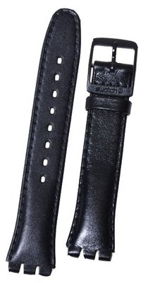 Unisex čierny kožený remienok k hodinkám Swatch AGB750