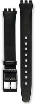 Unisex čierny kožený remienok k hodinkám Swatch ALB172