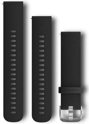 Remienok Garmin Quick Release 20mm, silikónový, čierny, strieborná spona (Venu, Venu Sq, Venu 2 plus ai.) + predĺžená časť