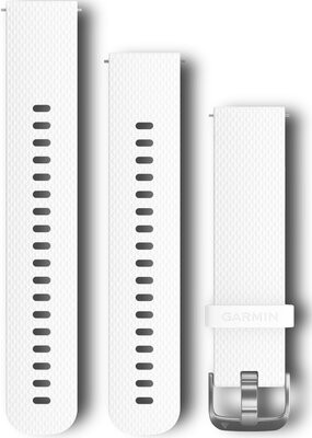 Remienok Garmin Quick Release 20mm, silikónový, biely, strieborná spona (Venu, Venu Sq, Venu 2 plus ai.) + predĺžená časť