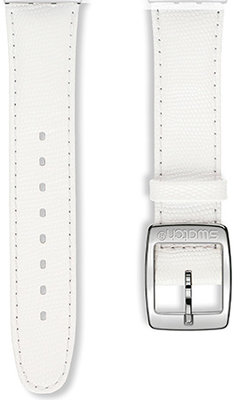 Unisex biely kožený remienok k hodinkám Swatch AYAS109