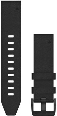 Remienok Garmin QuickFit 22mm, kožený ,čierny, čierna spona (Fenix 7/6/5, Epix 2 aj.)