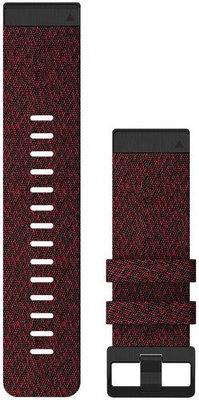 Remienok Garmin QuickFit 26mm, nylónový, červený, čierna spona (Fenix 7X/6X/5X, Tactix aj.)