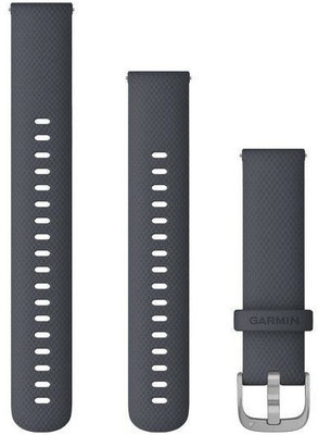 Remienok Garmin Quick Release 18mm, silikónový, tmavo šedý, strieborná spona (Venu 2S, Vívoactive 4S, Vívomove 3S)