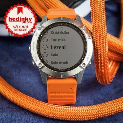 Garmin Fenix 6 PRO Sapphire, Titanium/Orange Band (MAP/Music)