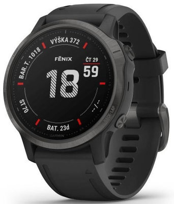 Garmin Fenix 6S PRO Sapphire, Gray/Black Band (MAP/Music) (II. Akosť)