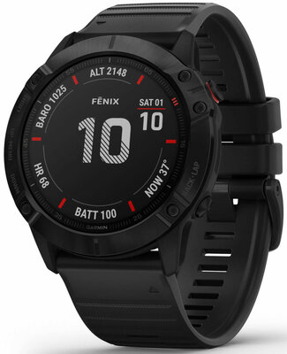 Garmin Fenix 6X PRO Glass, Black/Black Band (MAP/Music) (II. Akosť)