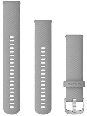 Remienok Garmin Quick Release 20mm, silikónový, šedý, strieborná pracka (Venu, Venu Sq, Venu 2 plus ai.) veľkosť (S/M) + predĺžená časť