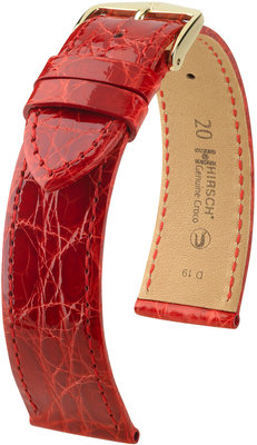Červený kožený remienok Hirsch Genuine Croco L 18920820-1 (Krokodílí koža) Hirsch selection