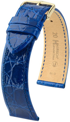 Modrý kožený remienok Hirsch Genuine Croco L 18920885-1 (Krokodílí koža) Hirsch selection