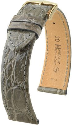 Šedý kožený remienok Hirsch Genuine Croco L 18920830-1 (Krokodílí koža) Hirsch selection