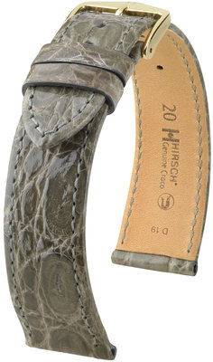 Šedý kožený remienok Hirsch Genuine Croco M 18900830-1 (Krokodílí koža) Hirsch selection