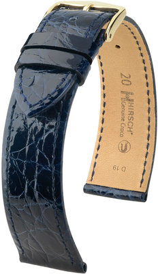 Tmavo modrý kožený remienok Hirsch Genuine Croco M 18900880-1 (Krokodílí koža) Hirsch selection