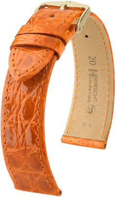 Tmavo oranžový kožený remienok Hirsch Genuine Croco M 18900876-1 (Krokodílí koža) Hirsch selection