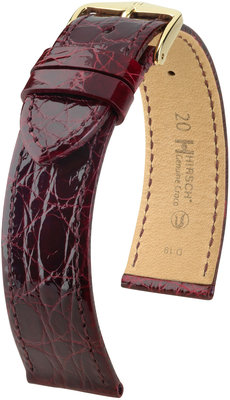 Vínový kožený remienok Hirsch Genuine Croco L 18920860-1 (Krokodílí koža) Hirsch selection