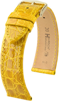 Žltý kožený remienok Hirsch Genuine Croco L 18920872-1 (Krokodílí koža) Hirsch selection