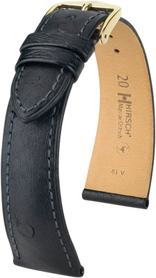 Čierny kožený remienok Hirsch Massai Ostrich L 04362050-1 (Pštrosí koža) Hirsch selection