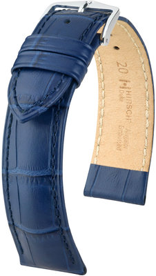 Tmavo modrý kožený remienok Hirsch Duke M 01028180-2 (Teľacina)