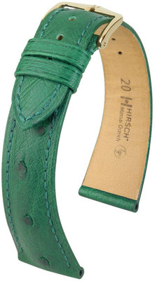 Zelený kožený remienok Hirsch Massai Ostrich L 04362040-1 (Pštrosí koža) Hirsch selection
