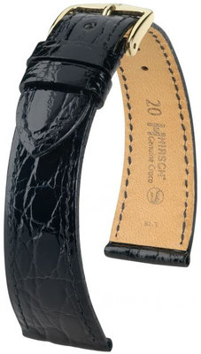 Čierny kožený remienok Hirsch Genuine Croco L 01808050-1 (Krokodílí koža)