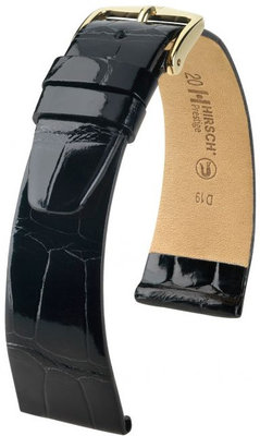 Čierny kožený remienok Hirsch Prestige M 02207150-1 (Aligátorí koža) Hirsch Selection
