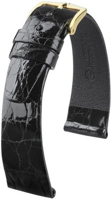 Čierny kožený remienok Hirsch Prestige M 02308150-1 (Krokodílí koža)