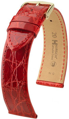 Červený kožený remienok Hirsch Genuine Croco M 01808120-1 (Krokodílí koža) Hirsch Selection