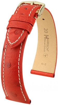 Červený kožený remienok Hirsch Massai Ostrich M 04262121-1 (Pštrosí koža) Hirsch Selection