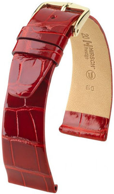 Červený kožený remienok Hirsch Prestige M 02307120-1 (Aligátorí koža) Hirsch Selection