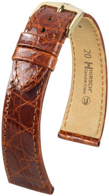 Hnedý kožený remienok Hirsch Genuine Croco L 01808070-1 (Krokodílí koža)