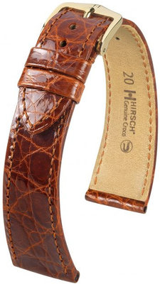 Hnedý kožený remienok Hirsch Genuine Croco M 01808170-1 (Krokodílí koža)