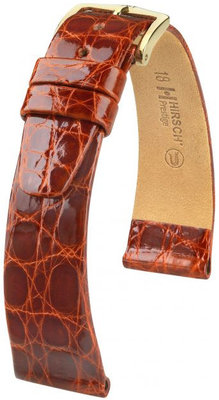 Hnedý kožený remienok Hirsch Prestige L 02208070-1 (Krokodílí koža) Hirsch Selection
