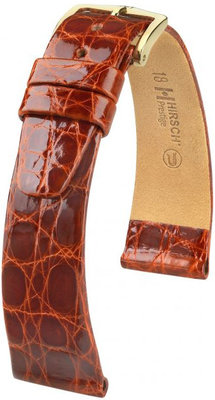 Hnedý kožený remienok Hirsch Prestige M 02208170-1 (Krokodílí koža) Hirsch Selection