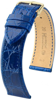 Modrý kožený remienok Hirsch Genuine Croco L 01808085-1 (Krokodílí koža) Hirsch Selection