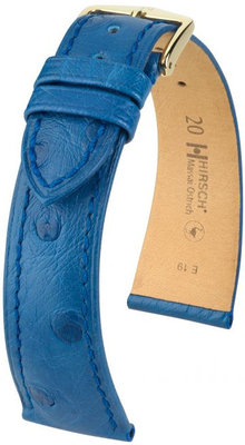 Modrý kožený remienok Hirsch Massai Ostrich M 04262185-1 (Pštrosí koža) Hirsch Selection