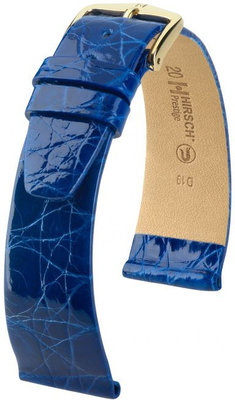 Modrý kožený remienok Hirsch Prestige L 02208085-1 (Krokodílí koža) Hirsch Selection