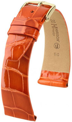 Oranžový kožený remienok Hirsch Prestige M 02207177-1 (Aligátorí koža) Hirsch Selection