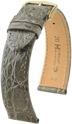 Šedý kožený remienok Hirsch Genuine Croco M 01808130-1 (Krokodílí koža) Hirsch Selection