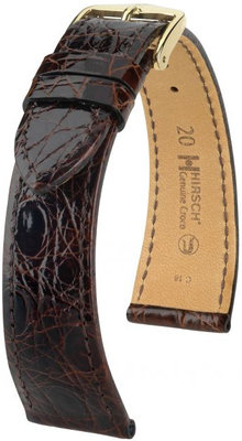 Tmavo hnedý kožený remienok Hirsch Genuine Croco M 01808110-1 (Krokodílí koža)