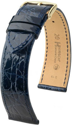 Tmavo modrý kožený remienok Hirsch Genuine Croco M 01808180-1 (Krokodílí koža) Hirsch Selection